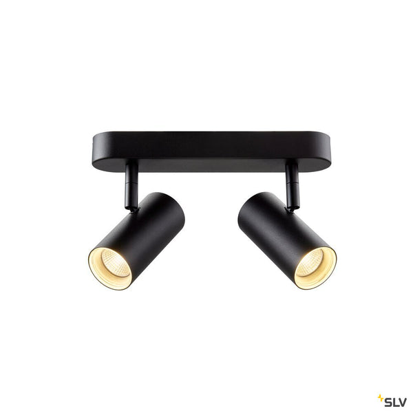 SLV NOBLO®, wall and ceiling-mounted light, double, round, 3000 K, 12 W, PHASE, 32°, black 1008713