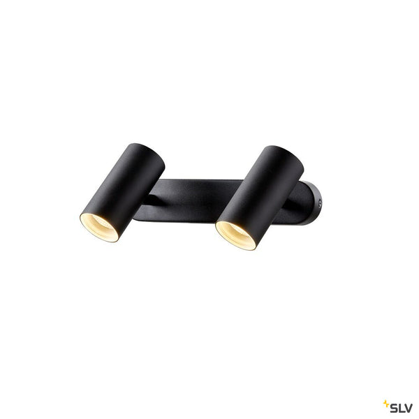 SLV NOBLO®, wall and ceiling-mounted light, double, round, 3000 K, 12 W, PHASE, 32°, black 1008713