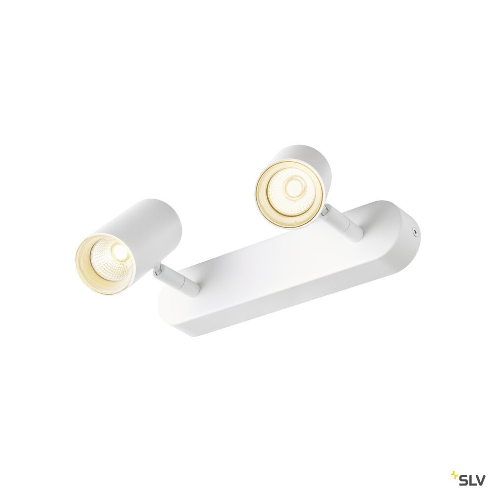 SLV NOBLO®, wall and ceiling-mounted light, double, round, 2700 K, 12 W, PHASE, 32°, white 1008716