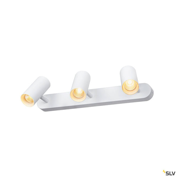 SLV NOBLO®, wall and ceiling-mounted light, triple, round, 2700 K, 19 W, PHASE, 32°, white 1008717