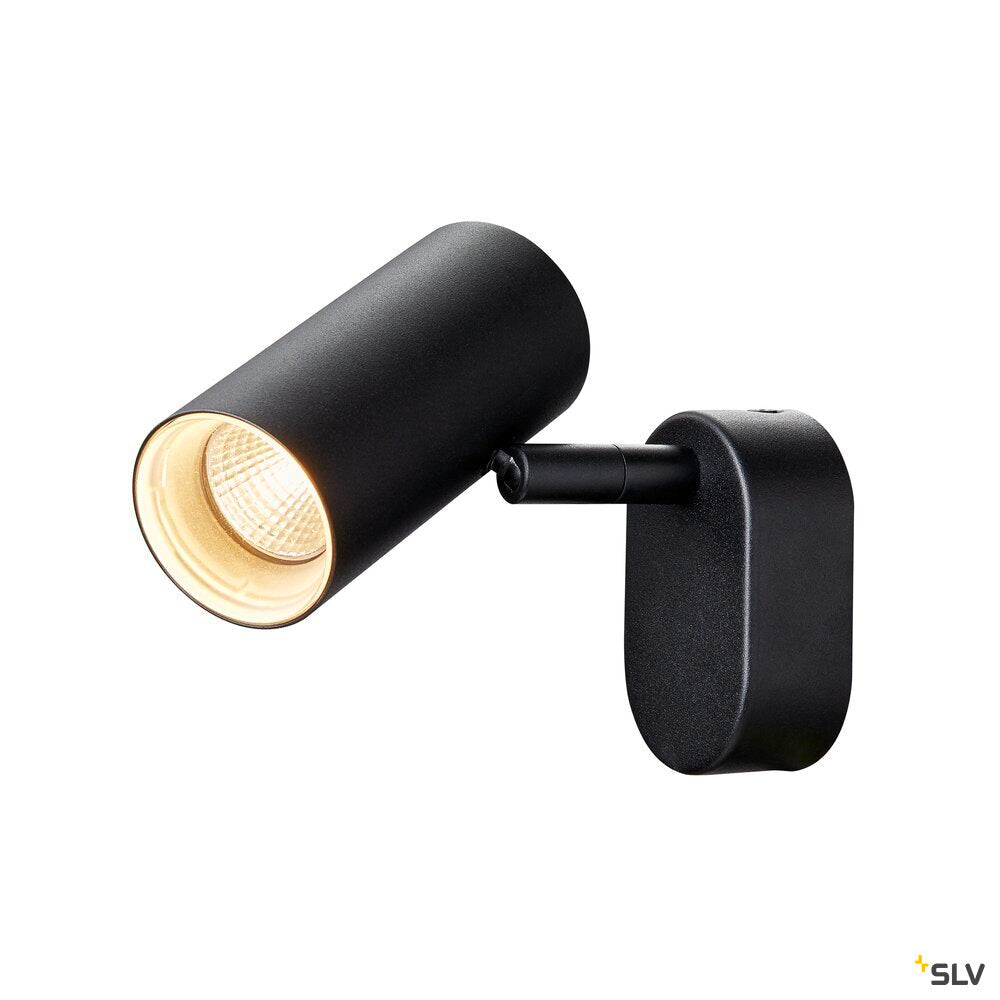 SLV NOBLO®, wall and ceiling-mounted light, single, round, 2700 K, 6 W, PHASE, 32°, black 1008718