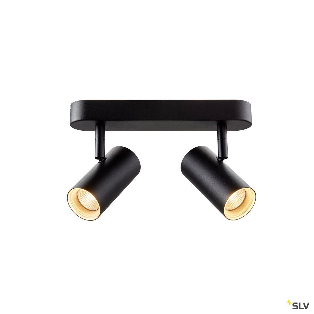 SLV NOBLO®, wall and ceiling-mounted light, double, round, 2700 K, 12 W, PHASE, 32°, black 1008719