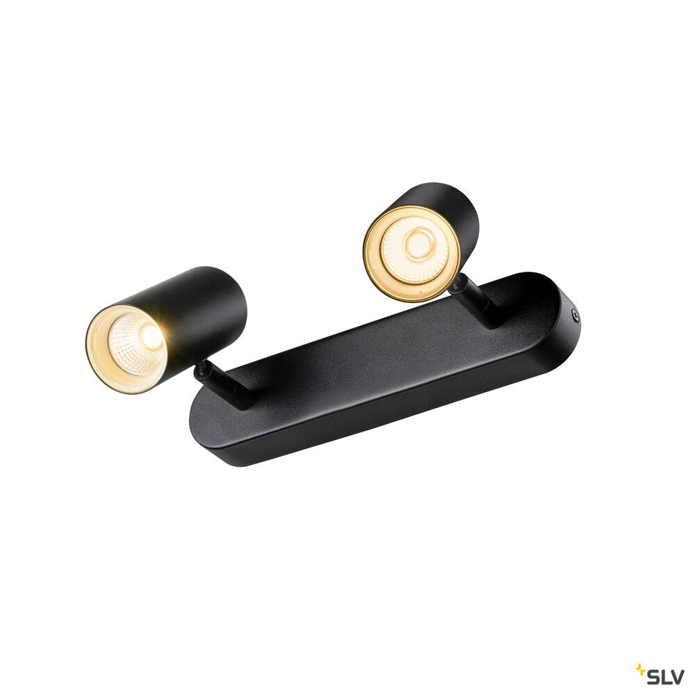 SLV NOBLO®, wall and ceiling-mounted light, double, round, 2700 K, 12 W, PHASE, 32°, black 1008719