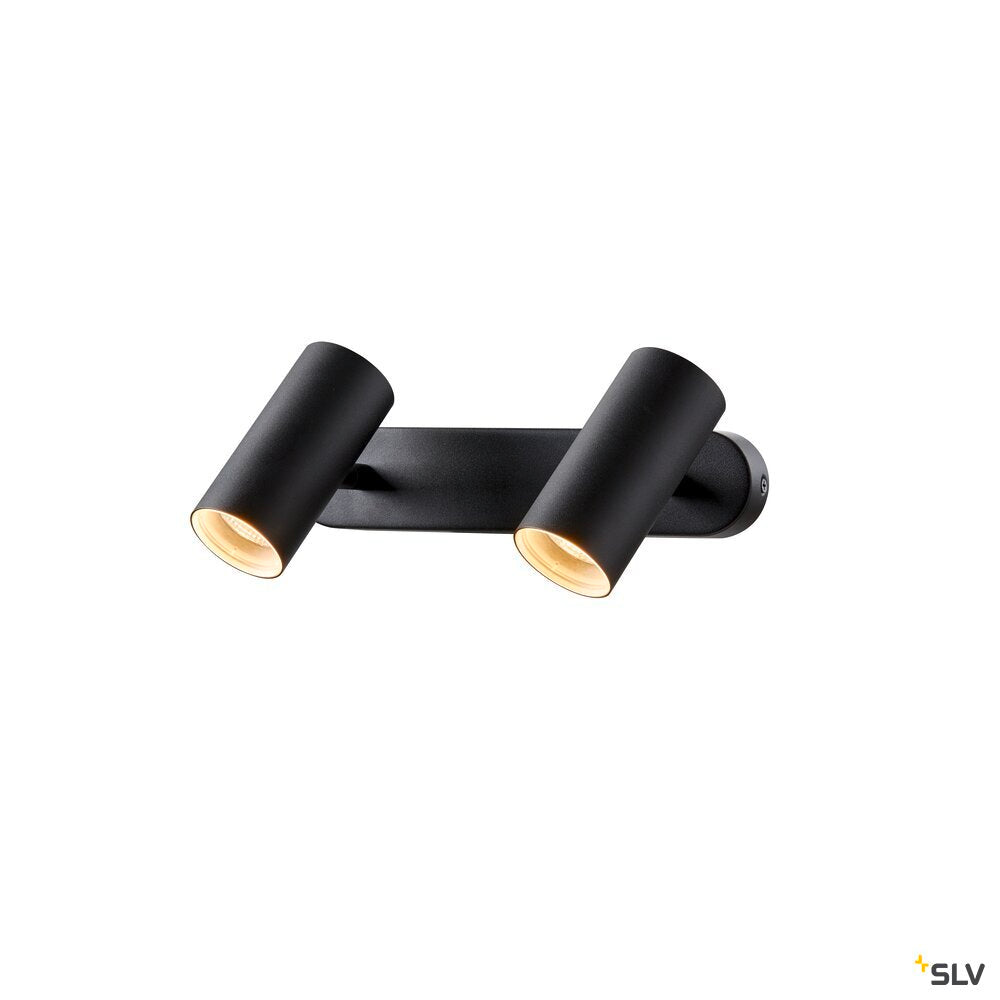 SLV NOBLO®, wall and ceiling-mounted light, double, round, 2700 K, 12 W, PHASE, 32°, black 1008719