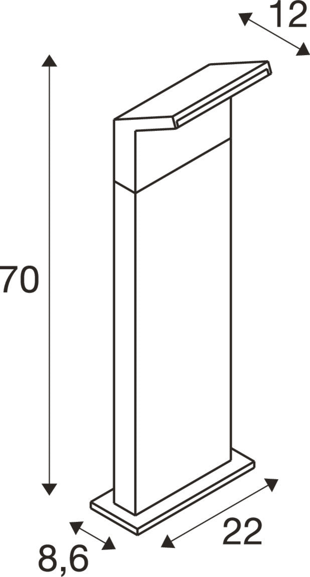 SLV ORDI II, POLE 70, outdoor free-standing lamp, angular, 2200/3000 K, IP65, black 1008726