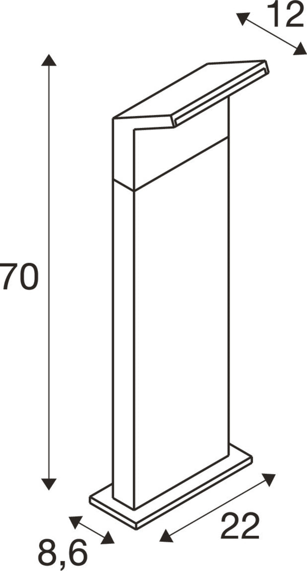 SLV ORDI II, POLE 70, outdoor free-standing lamp, angular, 2200/3000 K, IP65, black 1008726