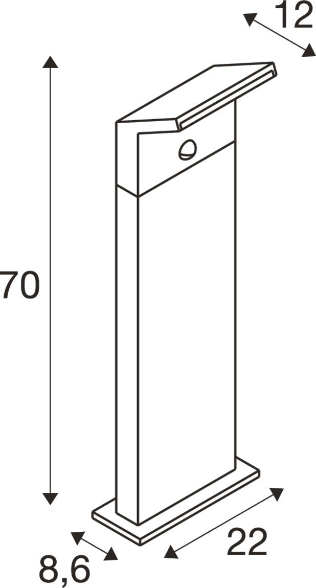SLV ORDI II, POLE 70, SENSOR outdoor free-standing lamp, angular, 2200/3000 K, IP54, black 1008727