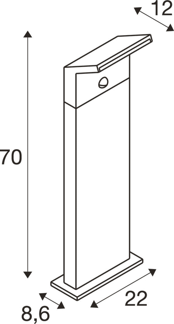SLV ORDI II, POLE 70, SENSOR outdoor free-standing lamp, angular, 2200/3000 K, IP54, black 1008727