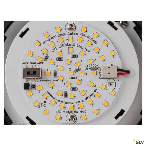 SLV CYFT DOME, wall- and ceiling-mounted light, 2700/3000/4000 K, 6.5 W, PHASE, black / milky 1008944
