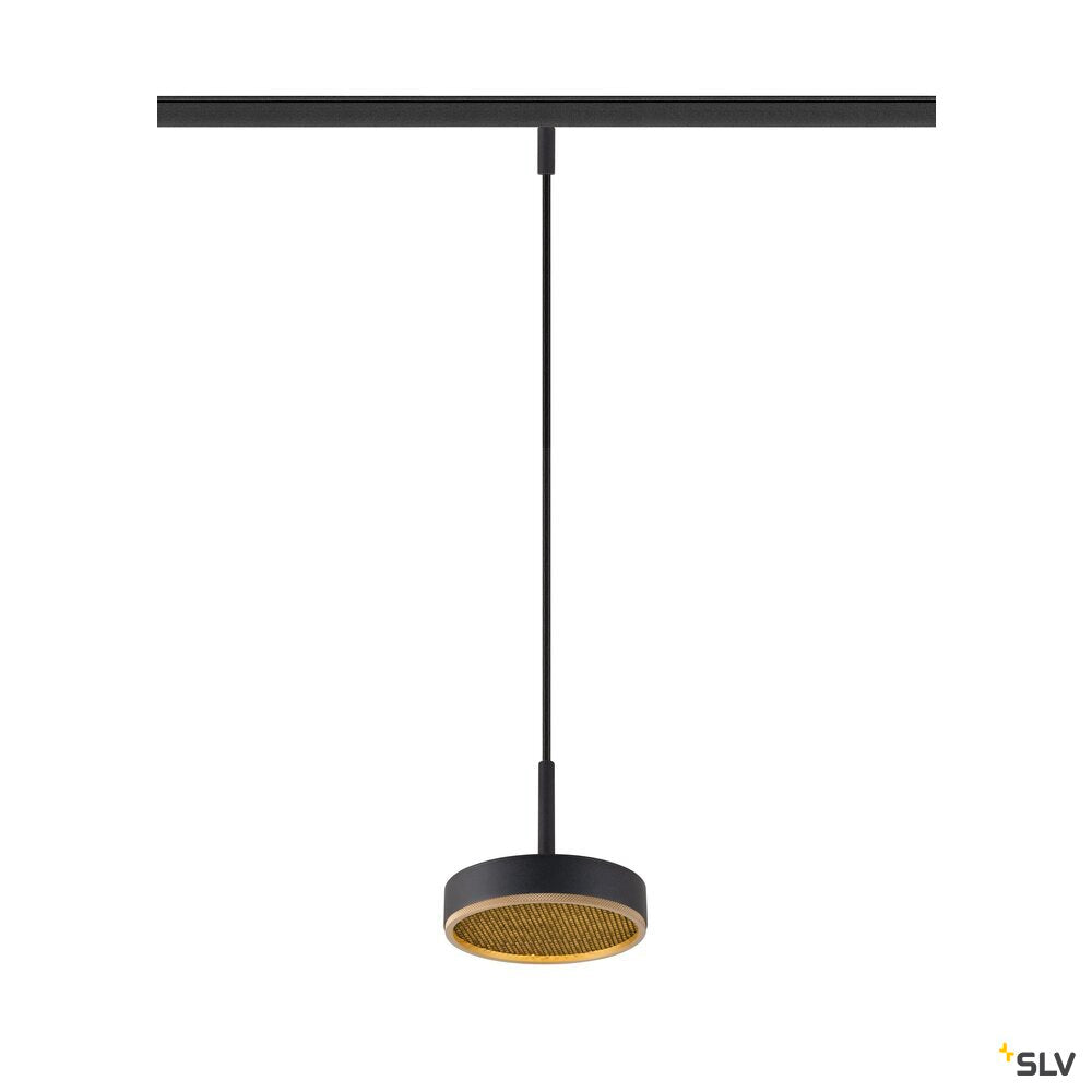 SLV GRIP! FLAT, 48V pendant light, DALI, Pendant length 200 cm, 2700/3000 K, black / gold 1009018