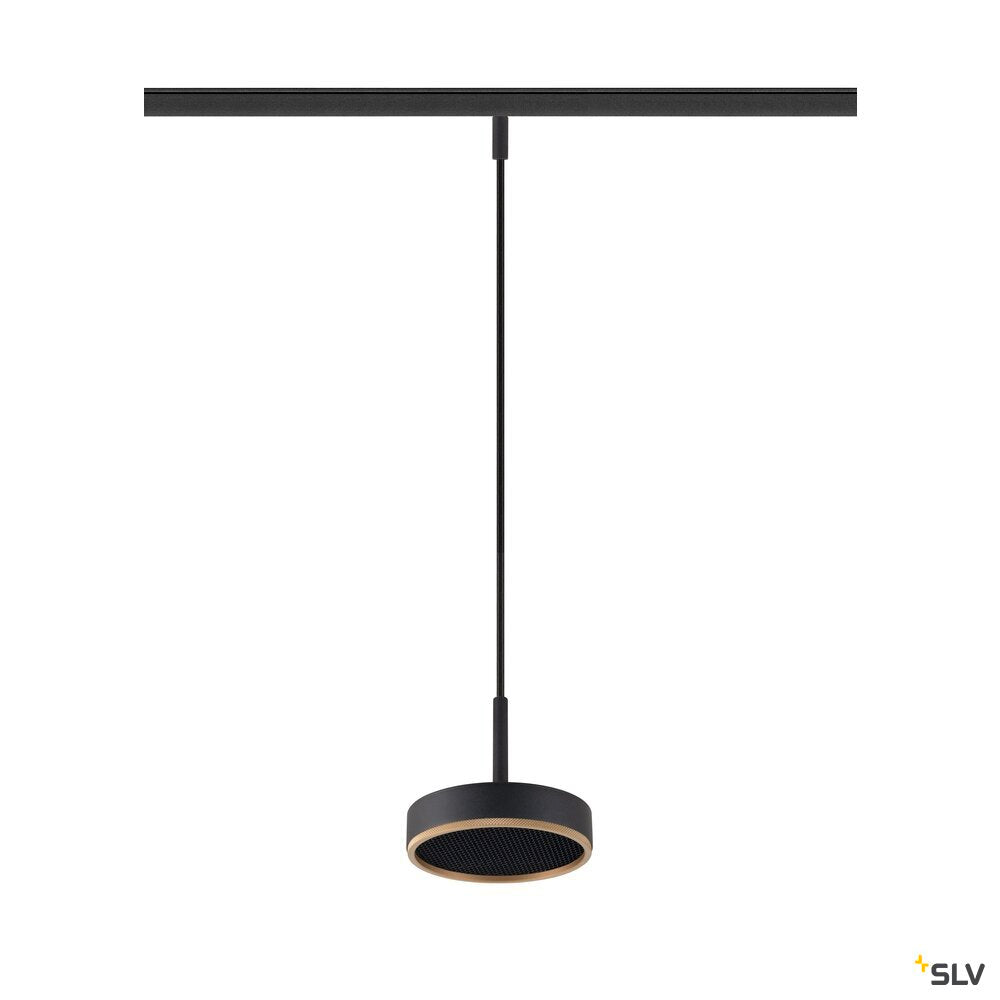 SLV GRIP! FLAT, 48V pendant light, DALI, Pendant length 200 cm, 2700/3000 K, black / gold 1009018
