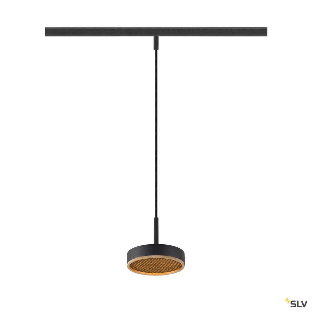 SLV GRIP! FLAT, 48V pendant light, DALI, Pendant length 200 cm, 2700/3000 K, black / gold 1009018