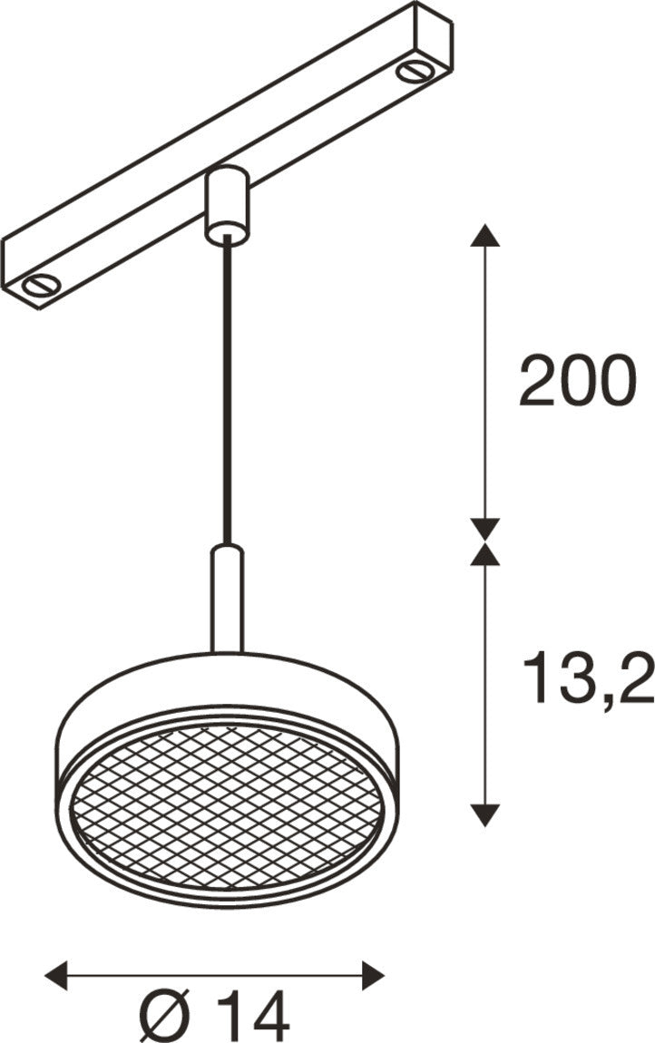 SLV GRIP! FLAT, 48V pendant light, DALI, Pendant length 200 cm, 2700/3000 K, white / black 1009019