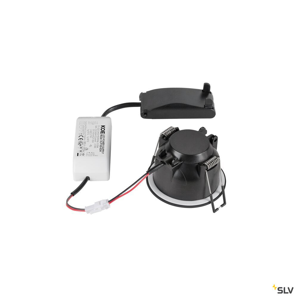 SLV NEW TRIA® 68, recessed ceiling light, PHASE, AIRTIGHT, round, 3000 K, 7.5 W, black 1009023