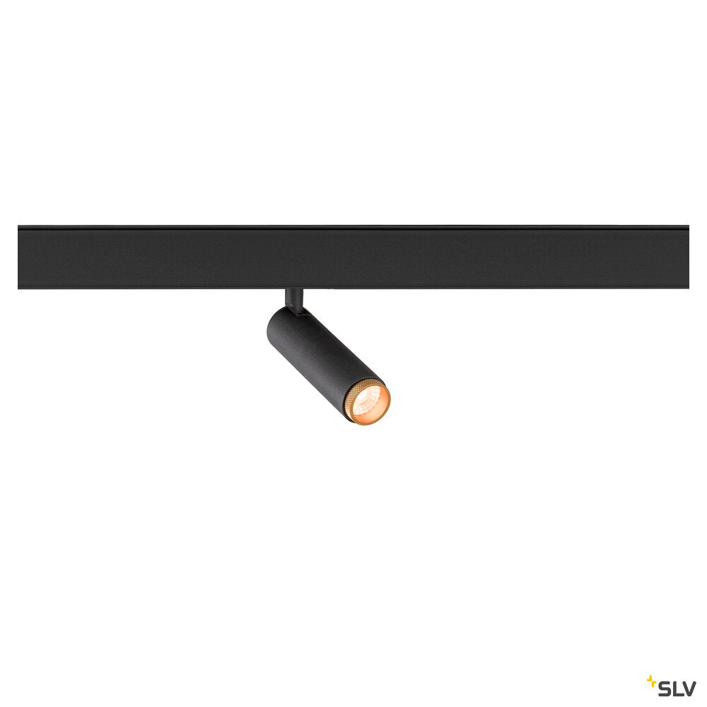 SLV GRIP! S, 48V spot, deep & recessed track, cylindrical, 2000-3000K, 9.8 Watt, DALI, Dim-to-Warm, 29°, black / gold 1009033