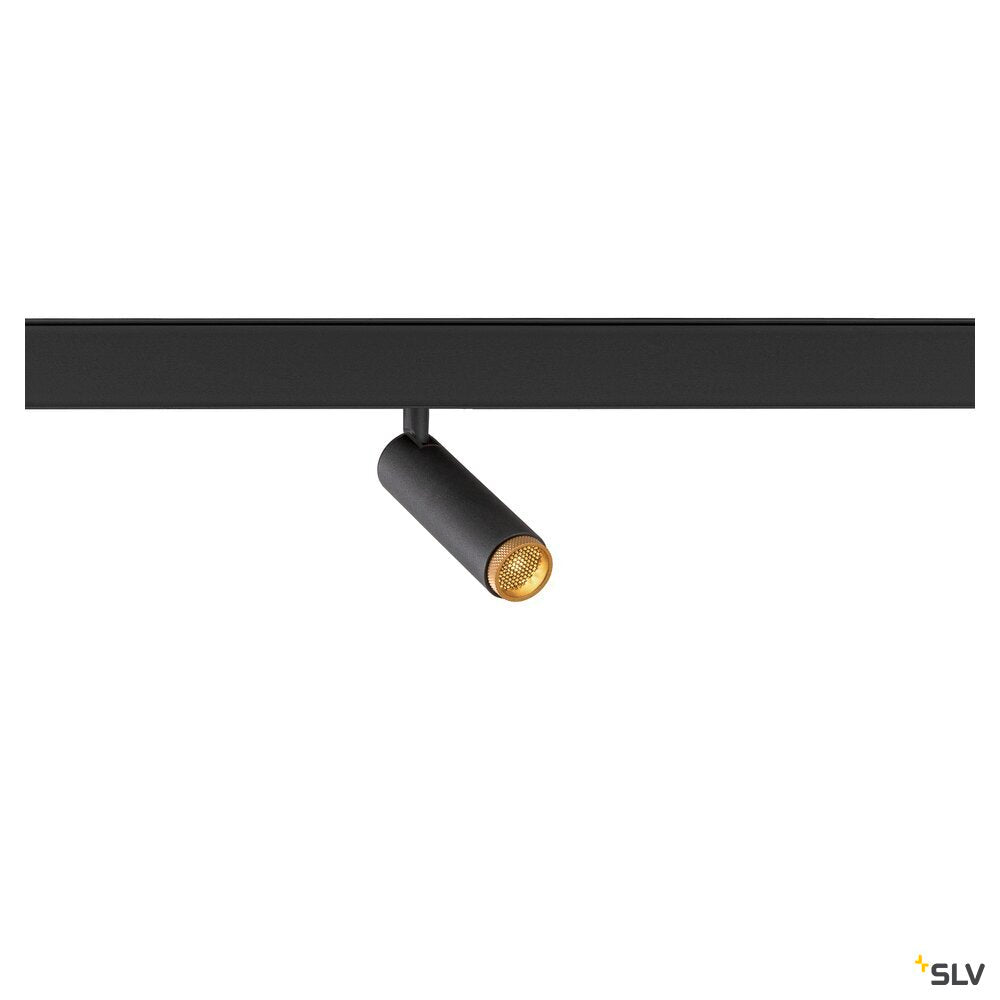SLV GRIP! S, 48V spot, deep & recessed track, cylindrical, 2000-3000K, 9.8 Watt, DALI, Dim-to-Warm, 29°, black / gold 1009033