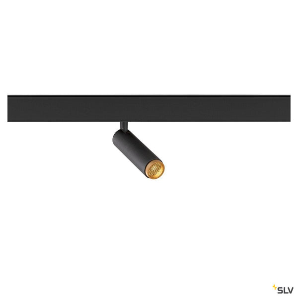 SLV GRIP! S, 48V spot, deep & recessed track, cylindrical, 2000-3000K, 9.8 Watt, DALI, Dim-to-Warm, 29°, black / gold 1009033