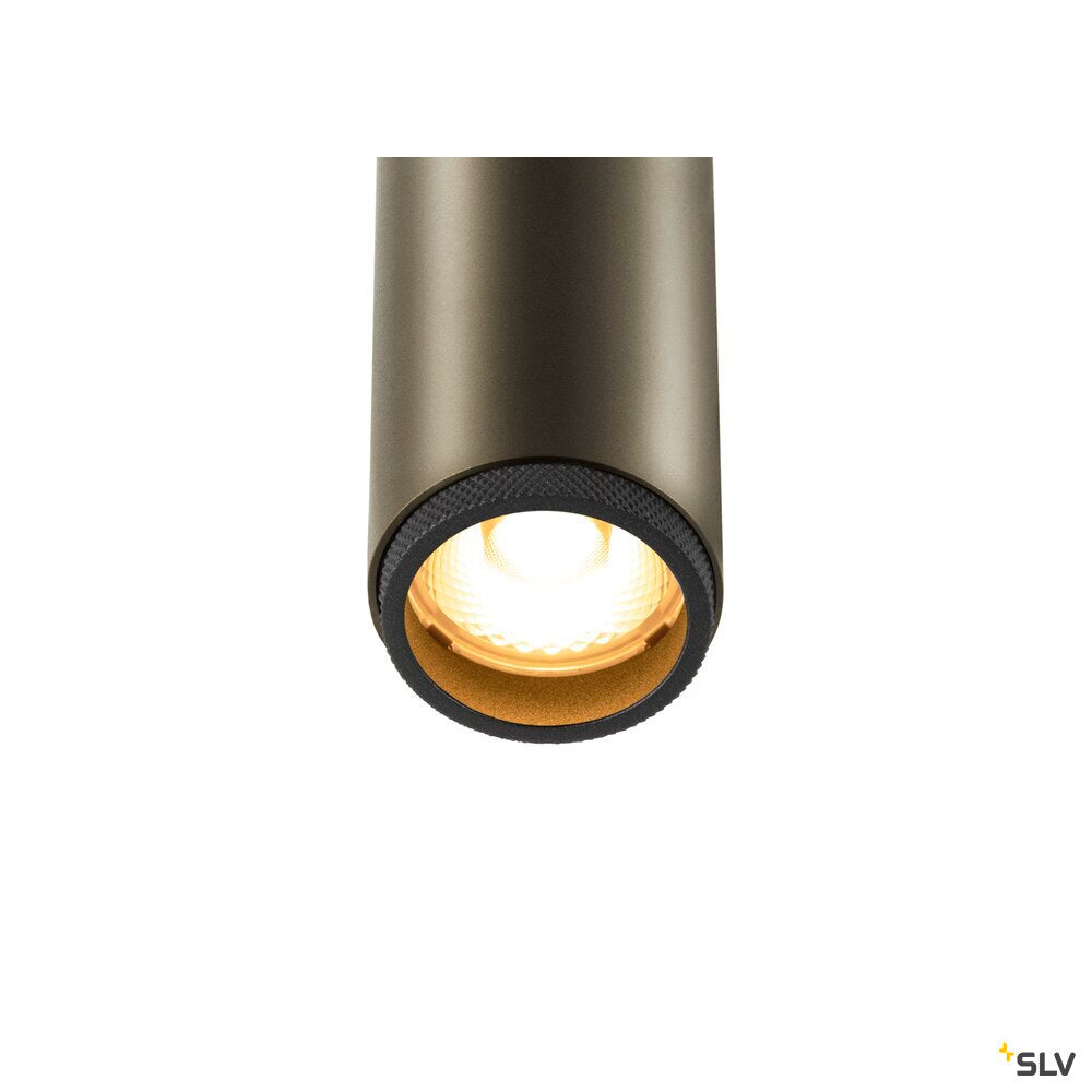 SLV GRIP! S, 48V spot, deep & recessed track, cylindrical, 2000-3000K, 9.8 Watt, DALI, Dim-to-Warm, 29°, bronze / black 1009034