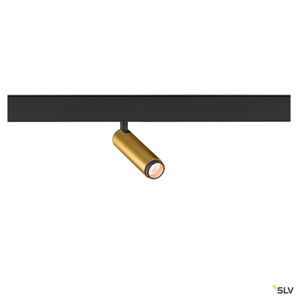 SLV GRIP! S, 48V spot, deep & recessed track, cylindrical, 2000-3000K, 9.8 Watt, DALI, Dim-to-Warm, 29°, gold / black 1009035
