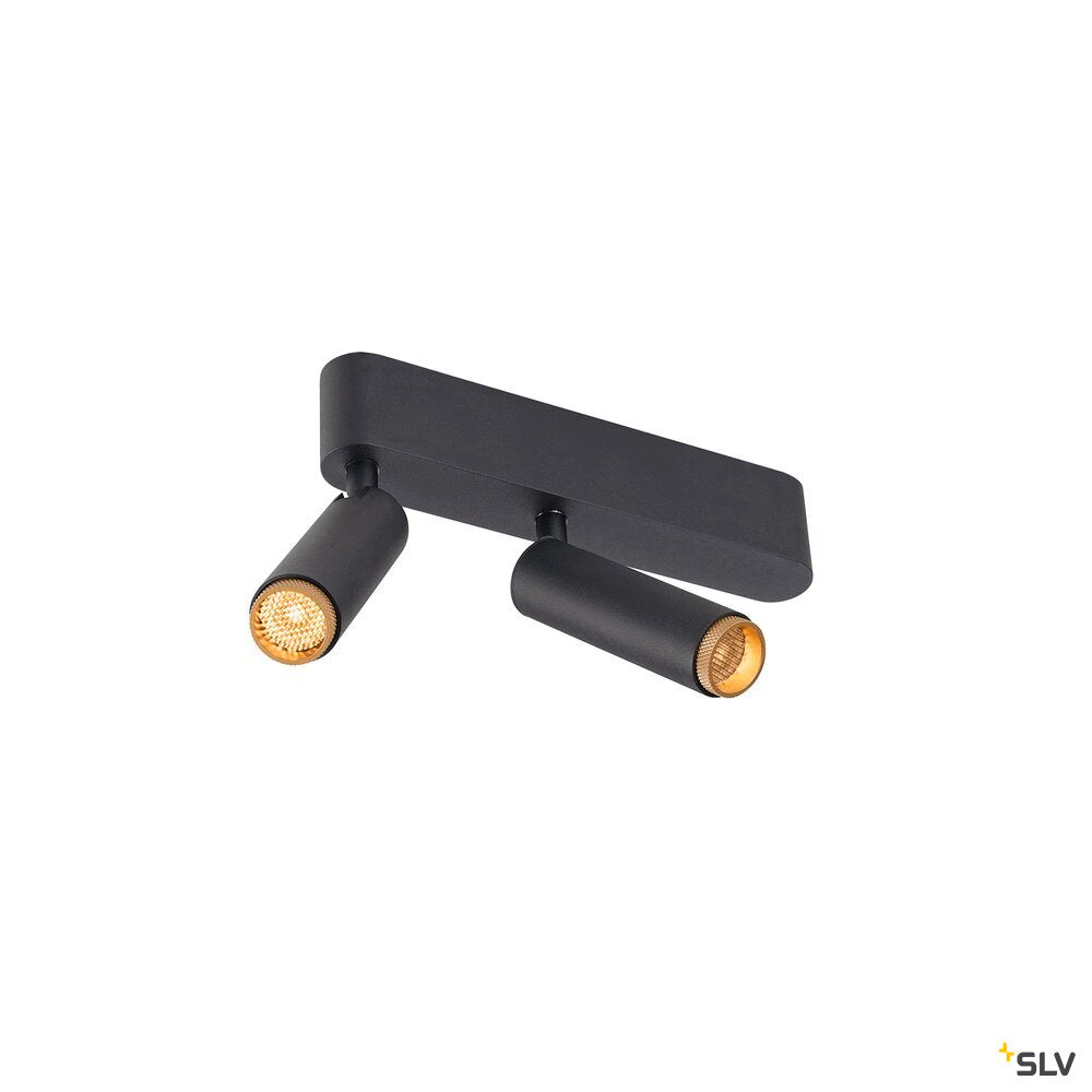 SLV GRIP! S, Ceiling-mounted light, double, PHASE, 2700K, 21W, 29°, black / gold 1009046