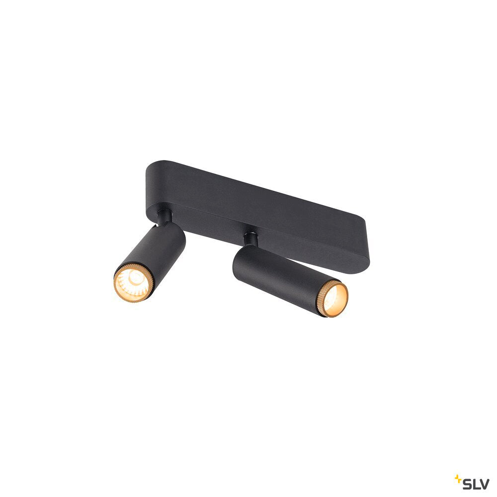 SLV GRIP! S, Ceiling-mounted light, double, PHASE, 2700K, 21W, 29°, black / gold 1009046