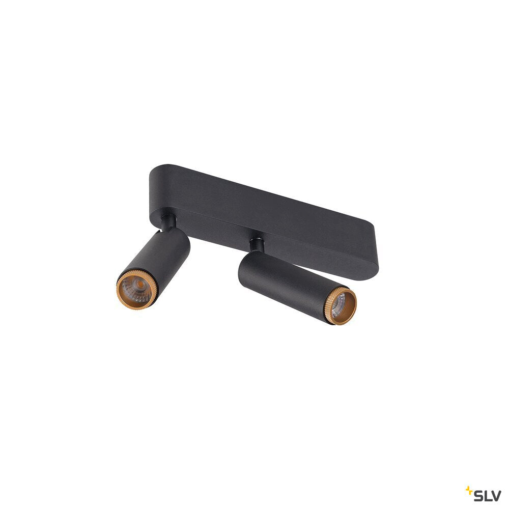 SLV GRIP! S, Ceiling-mounted light, double, PHASE, 2700K, 21W, 29°, black / gold 1009046