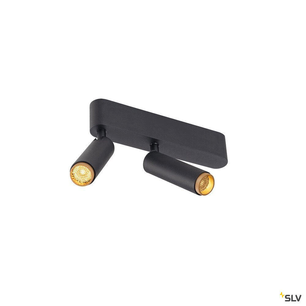 SLV GRIP! S, Ceiling-mounted light, double, PHASE, 3000K, 21W, 29°, black / gold 1009047