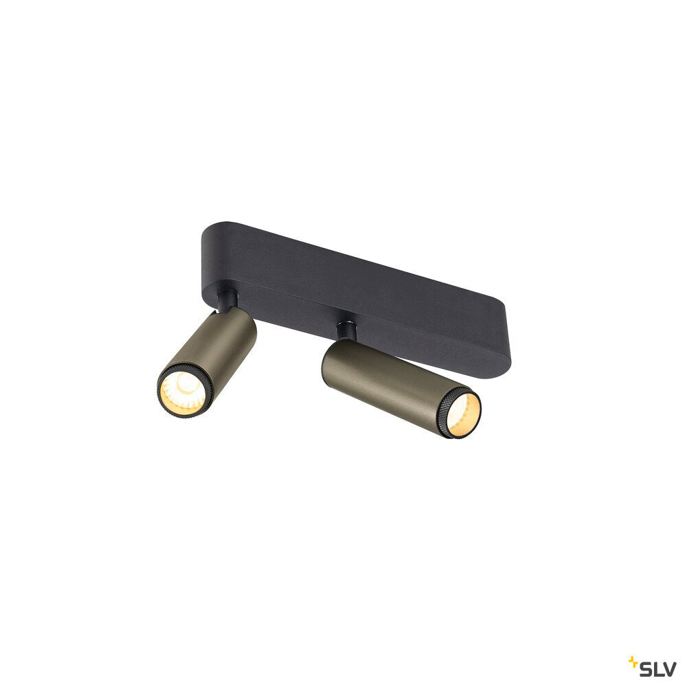 SLV GRIP! S, Ceiling-mounted light, double, PHASE, 3000K, 21W, 29°, bronze / black 1009049