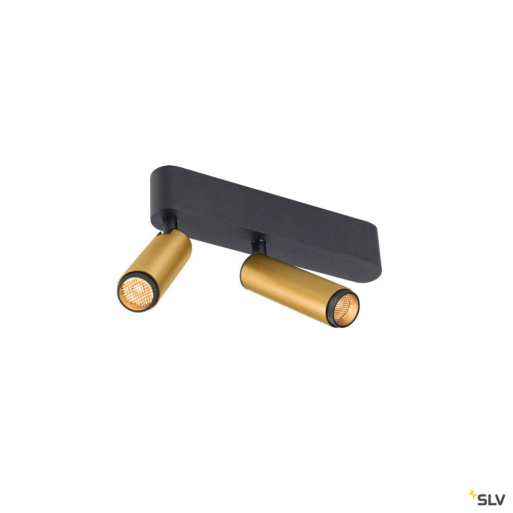 SLV GRIP! S, Ceiling-mounted light, double, PHASE, 2700K, 21W, 29°, gold / black 1009050