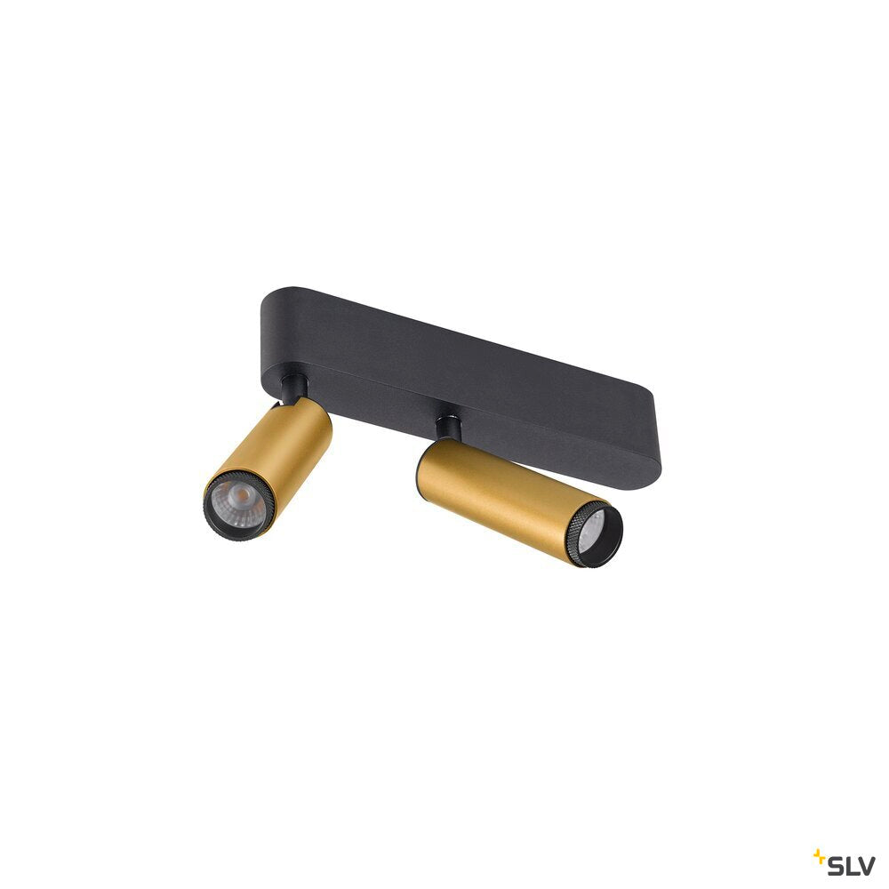 SLV GRIP! S, Ceiling-mounted light, double, PHASE, 2700K, 21W, 29°, gold / black 1009050