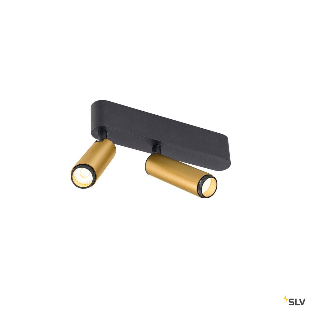 SLV GRIP! S, Ceiling-mounted light, double, PHASE, 3000K, 21W, 29°, gold / black 1009051