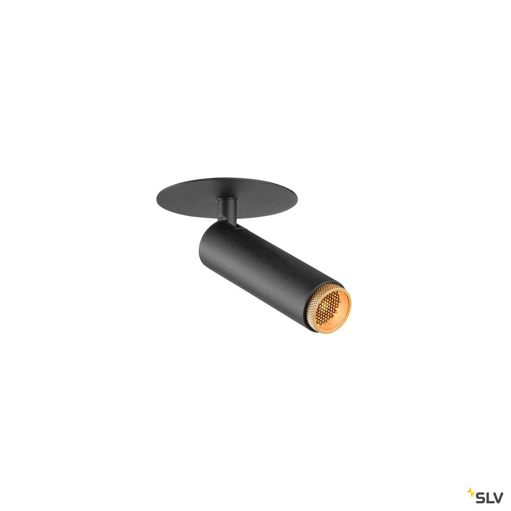 SLV GRIP! S, Recessed ceiling light, PHASE, 2700 K, 29°, IP20, cylindrical, black / gold 1009054