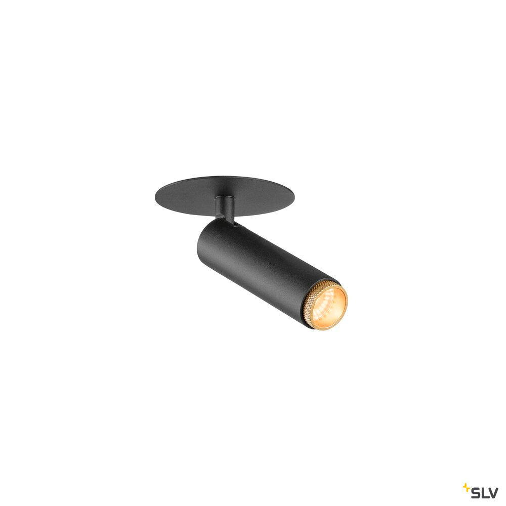 SLV GRIP! S, Recessed ceiling light, PHASE, 2700 K, 29°, IP20, cylindrical, black / gold 1009054