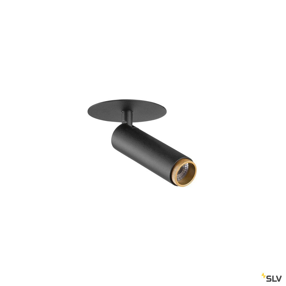 SLV GRIP! S, Recessed ceiling light, PHASE, 2700 K, 29°, IP20, cylindrical, black / gold 1009054