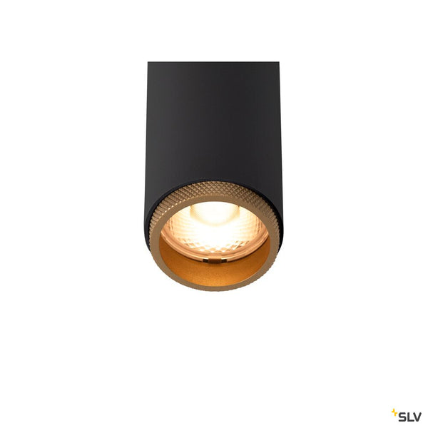 SLV GRIP! S, Recessed ceiling light, PHASE, 2700 K, 29°, IP20, cylindrical, black / gold 1009054