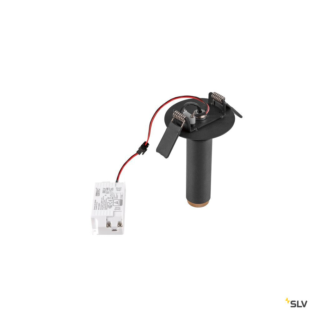 SLV GRIP! S, Recessed ceiling light, PHASE, 2700 K, 29°, IP20, cylindrical, black / gold 1009054