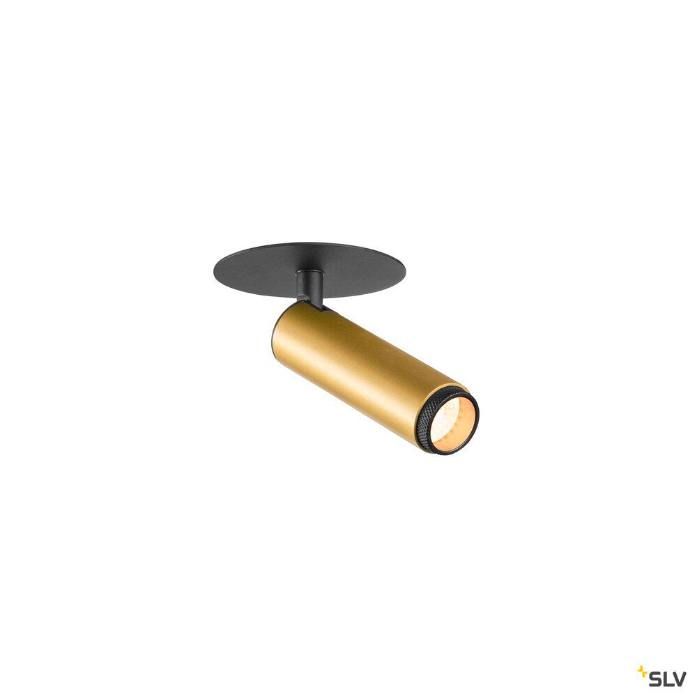 SLV GRIP! S, Recessed ceiling light, PHASE, 2700 K, 29°, IP20, cylindrical, gold / black 1009058