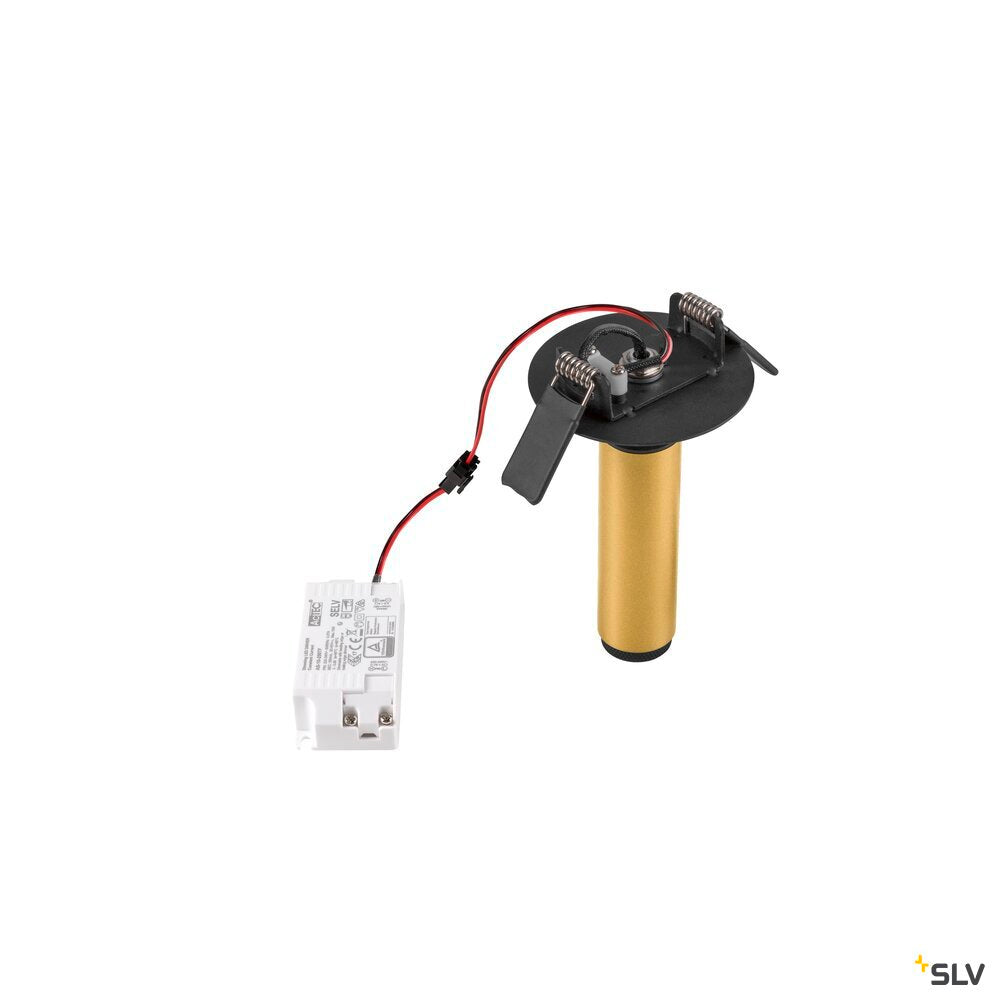 SLV GRIP! S, Recessed ceiling light, PHASE, 2700 K, 29°, IP20, cylindrical, gold / black 1009058