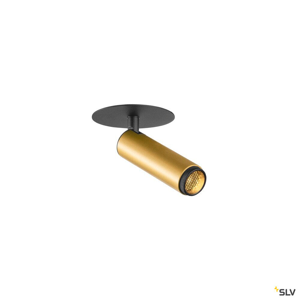 SLV GRIP! S, Recessed ceiling light, PHASE, 3000 K, 29°, IP20, cylindrical, gold / black 1009059