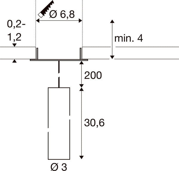 SLV GRIP! S, Pendant light, PHASE, pendant length 200 cm, 2700 K, 29°, white / black 1009060