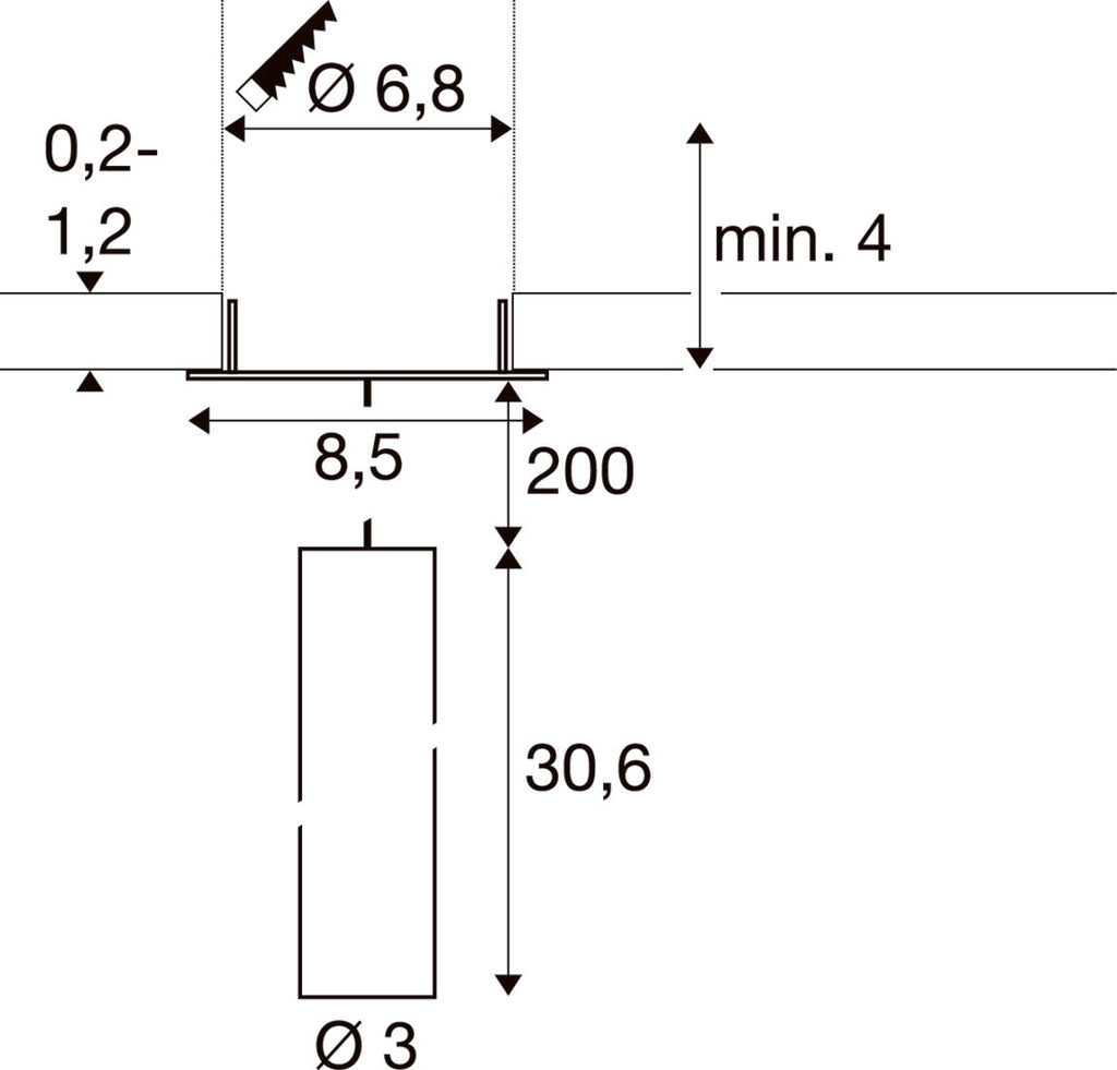 SLV GRIP! S, Pendant light, PHASE, pendant length 200 cm, 3000 K, 29°, white / black 1009061