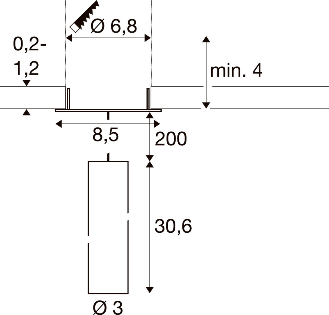 SLV GRIP! S, Pendant light, PHASE, pendant length 200 cm, 3000 K, 29°, white / black 1009061