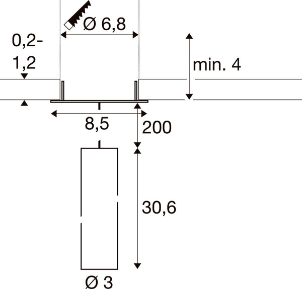 SLV GRIP! S, Pendant light, PHASE, pendant length 200 cm, 2700 K, 29°, black / gold 1009062