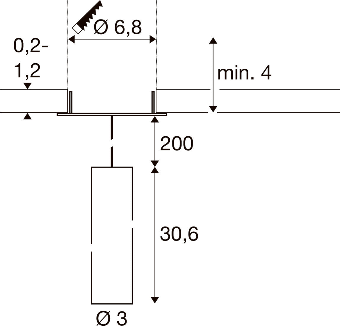 SLV GRIP! S, Pendant light, PHASE, pendant length 200 cm, 2700 K, 29°, bronze / black 1009064