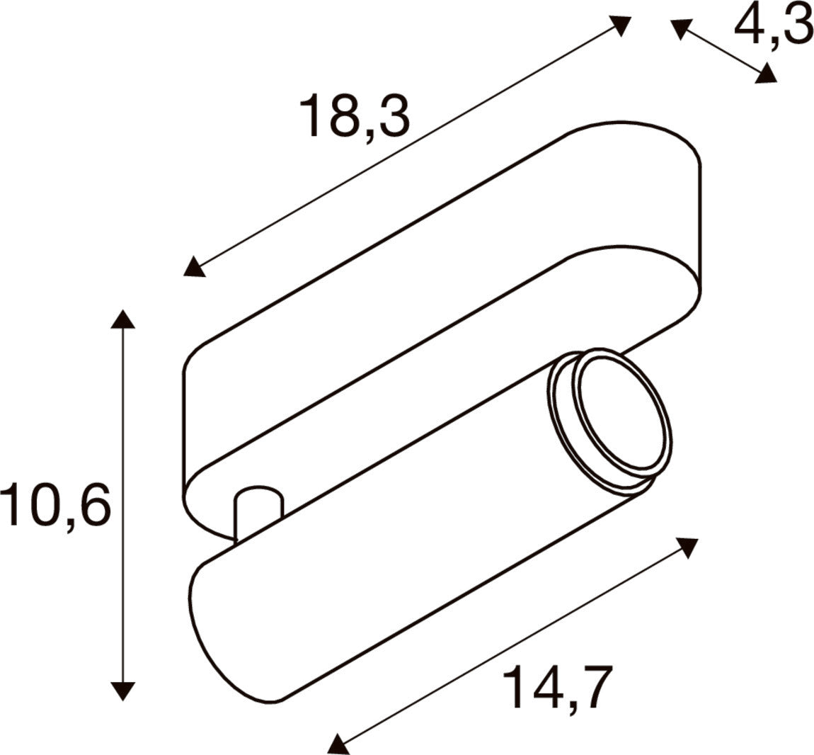 SLV GRIP! M, Ceiling-mounted light, single, PHASE, 3000K, 14W, 42°, white / black 1009069