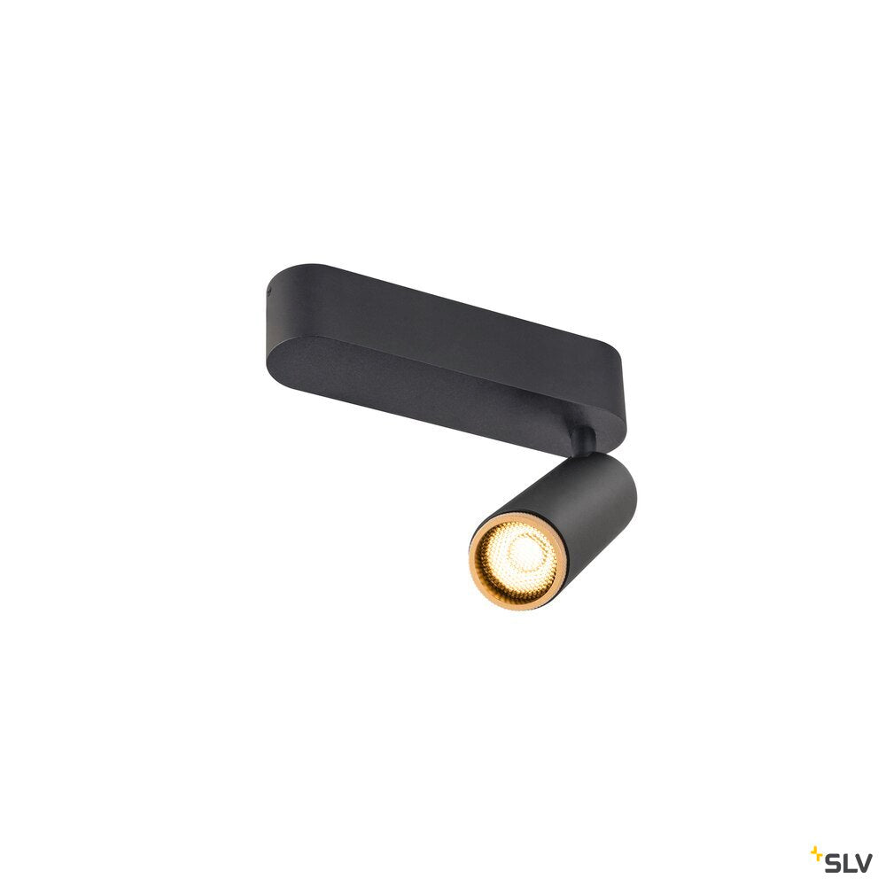 SLV GRIP! M, Ceiling-mounted light, single, PHASE, 3000K, 14W, 42°, black / gold 1009071