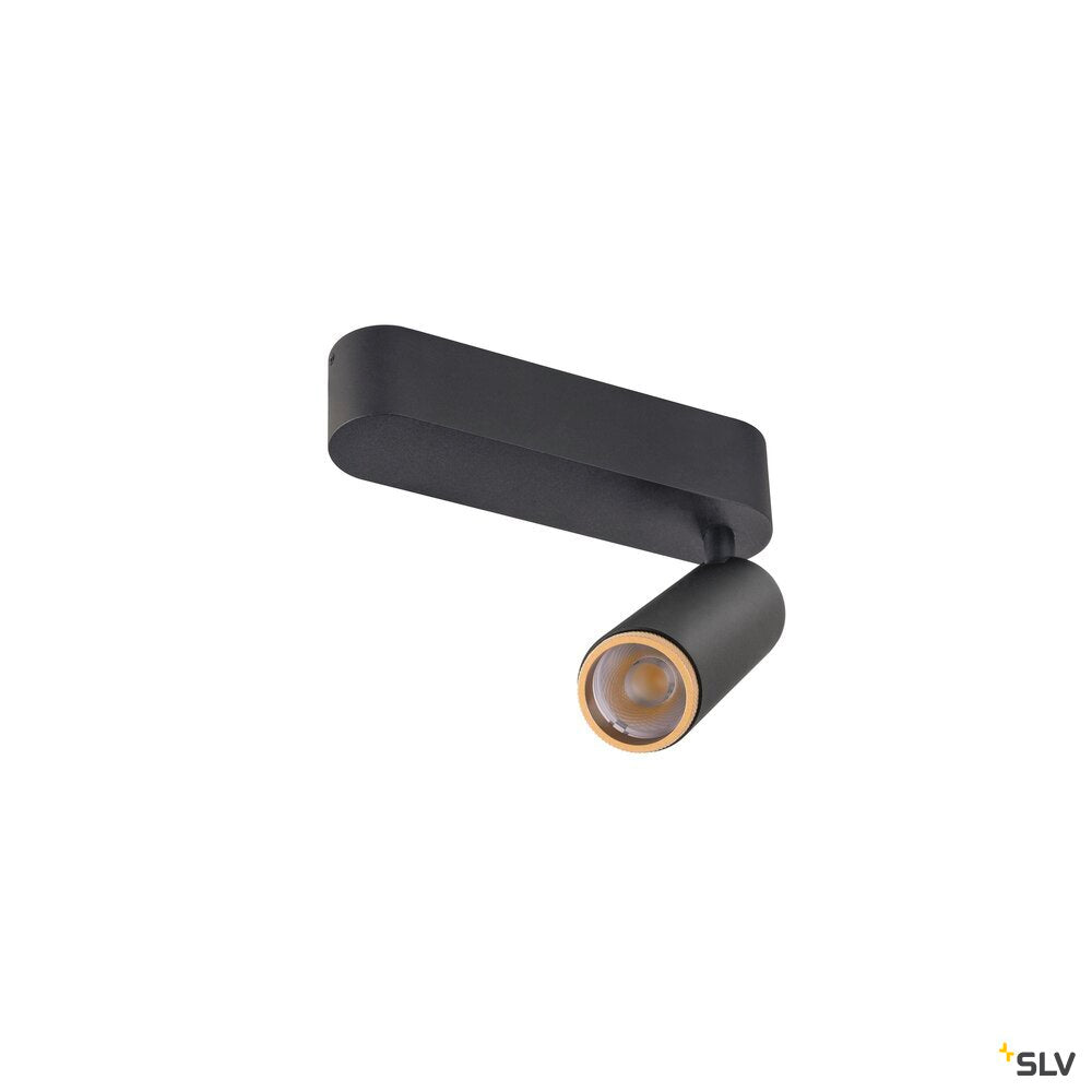 SLV GRIP! M, Ceiling-mounted light, single, PHASE, 3000K, 14W, 42°, black / gold 1009071