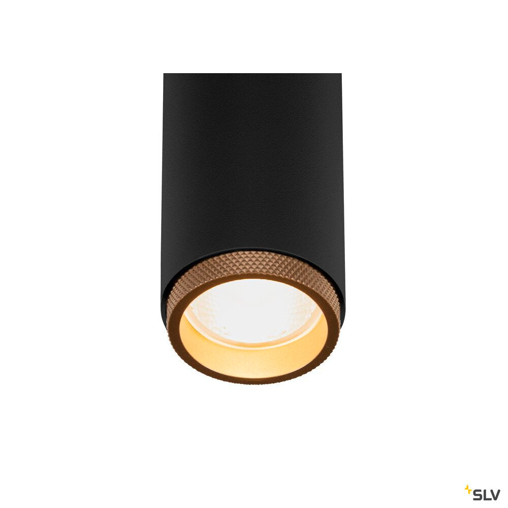 SLV GRIP! M, Ceiling-mounted light, single, PHASE, 3000K, 14W, 42°, black / gold 1009071