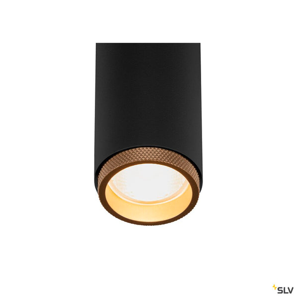 SLV GRIP! M, Ceiling-mounted light, single, PHASE, 3000K, 14W, 42°, black / gold 1009071
