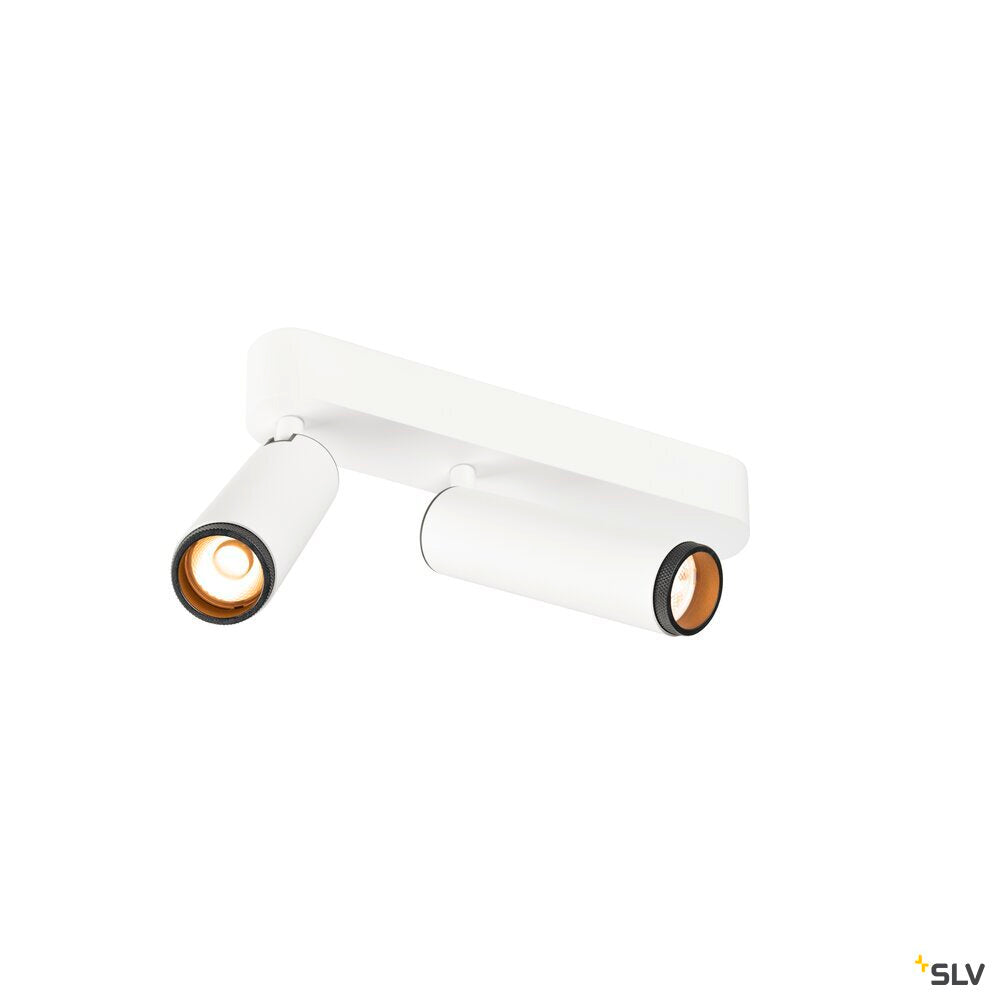 SLV GRIP! M, Ceiling-mounted light, double, PHASE, 2700K, 28W, 42°, white / black 1009076